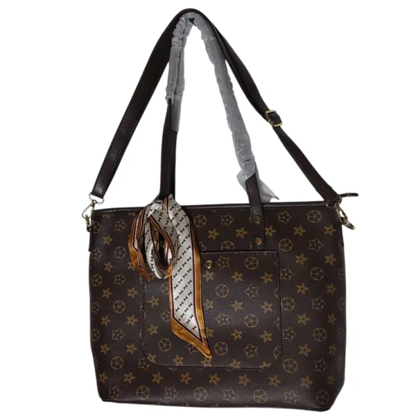 CARTERA MARRON OSCURO CON ESTAMPADO