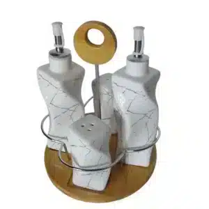 SET DE PORCELANA ( SALERO, PIMENTERO, ACEITERO Y VINAGRERO) BLANCO