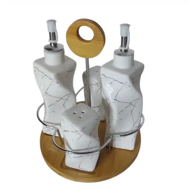 SET DE PORCELANA ( SALERO, PIMENTERO, ACEITERO Y VINAGRERO) BLANCO